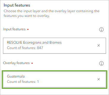 Paramètre Overlay features (Entités de superposition)