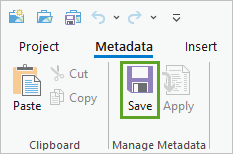 Bouton Save metadata (Enregistrer les métadonnées)