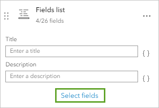 Select fields (Sélectionner des champs) dans Fields list (Liste des champs)