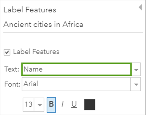 Option Text (Texte) définie sur Name (Nom)