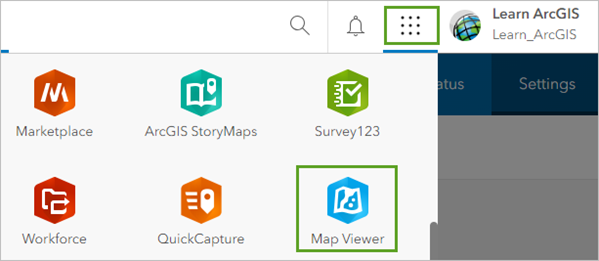 Map Viewer dans le menu du lanceur d’applications