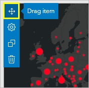 Bouton Drag item (Faire glisser un élément) dans la carte Coronavirus Map - Deaths (Carte du coronavirus - décès)