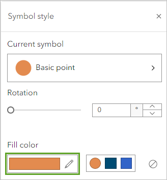 Couleur de remplissage dans la fenêtre Style de symbole