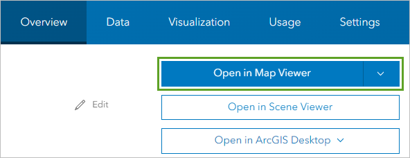 Bouton Open in Map Viewer (Ouvrir dans Map Viewer)