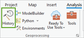 History (Historique) dans le groupe Geoprocessing (Géotraitement) de l’onglet Analysis (Analyse)