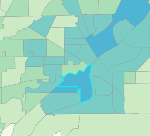 Secteur sélectionné au centre de la ville de Toledo