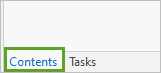 Onglet Contents (Contenu) au bas de la fenêtre Tasks (Tâches)