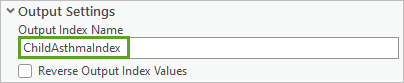 Option Output Index Name (Nom de l’indice en sortie) dans la fenêtre de l’outil Calculate Composite Index (Calculer un indice composite)