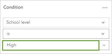 Condition de filtrage configurée pour School level is High (Niveau de l’établissement scolaire est Secondaire)