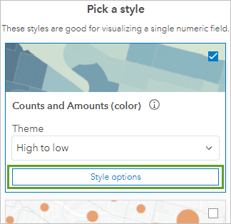 Bouton Style options (Options de style) du style Counts and Amounts (color) (Totaux et quantités (couleur))