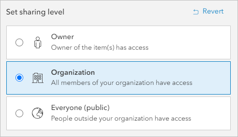 Définir le niveau de partage sur Organisation