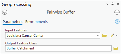 Paramètres en entrée et en sortie pour l’outil Pairwise Buffer (Zone tampon deux par deux)