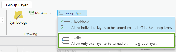 Option Radio du menu Group Type (Type de groupe)