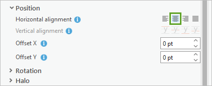 Option de centrage pour le paramètre d’alignement horizontal