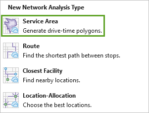 Option Service Area (Zone de desserte)