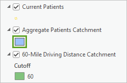 Symbole de la couche Aggregate Patients Catchment (Captation des patients agrégés)