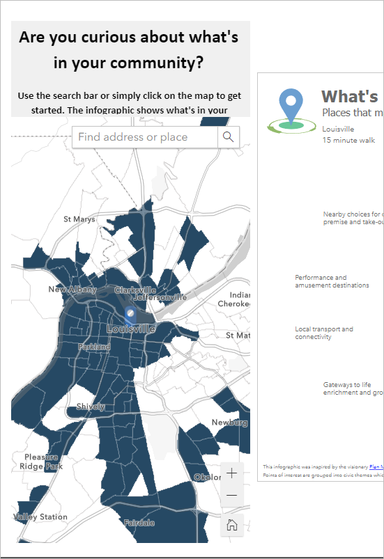 Le widget de carte indique Louisville