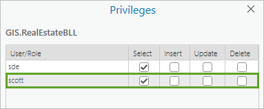 Fenêtre Privileges (Privilèges)