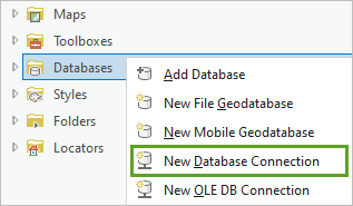 Option de menu New Database Connection (Nouvelle connexion à une base de données)