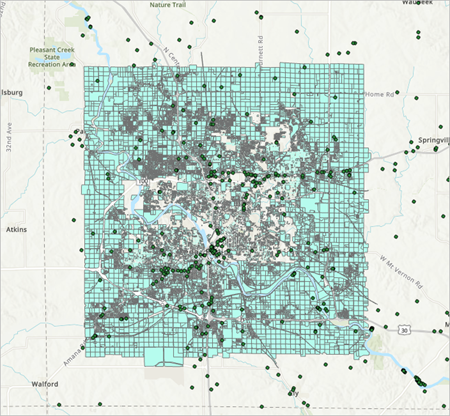 Couche GIS.RealEstateBLL ajoutée à la carte