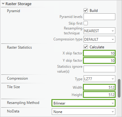 Section Raster Storage (Stockage des données raster)