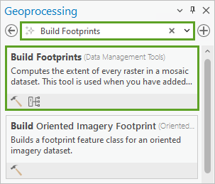 Recherche de l’outil Build Footprints (Générer des emprises)