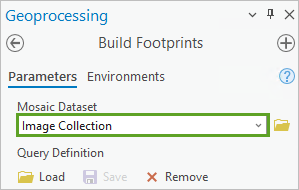 Paramètres de l’outil Build Footprints (Générer des emprises)