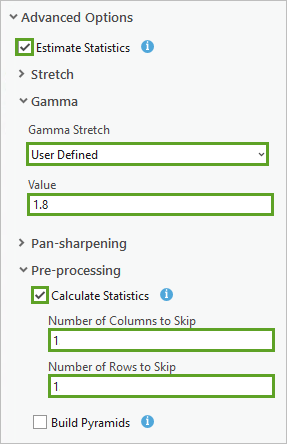 Section Advanced Options (Options avancées)