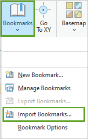 Option de menu Import Bookmarks (Importer des géosignets)