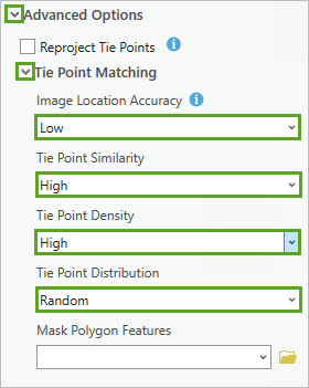 Section Advanced Options (Options avancées)