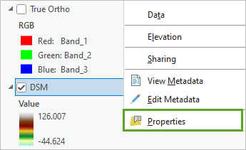 Option de menu Properties (Propriétés)