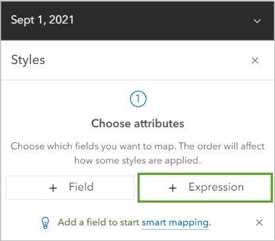 Option New Expression (Nouvelle expression) dans le menu Choose an attribute to show (Choisir un attribut à afficher)