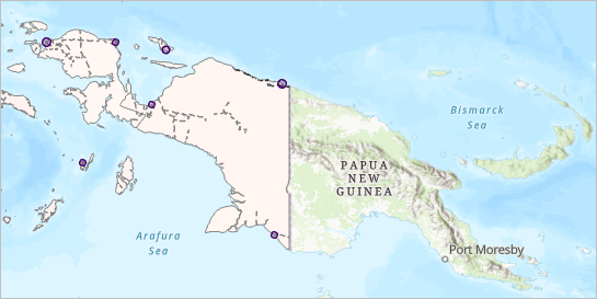 Détail de la carte montrant la Nouvelle-Guinée