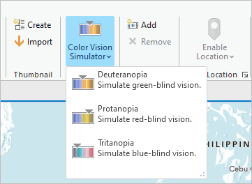 Menu Color Vision Simulator (Simulateur de perception des couleurs)