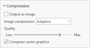 Paramètres de la section Compression dans la fenêtre Exporter la mise en page