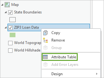 Option Table attributaire