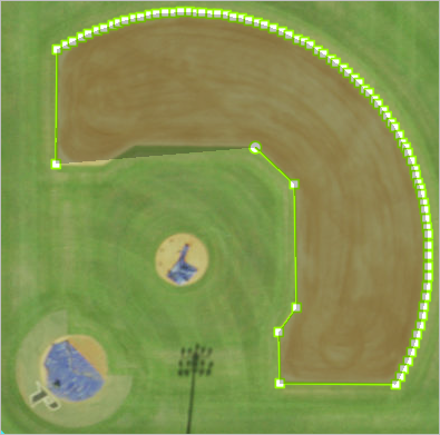 Tracer la zone en terre battue du champ intérieur (infield).