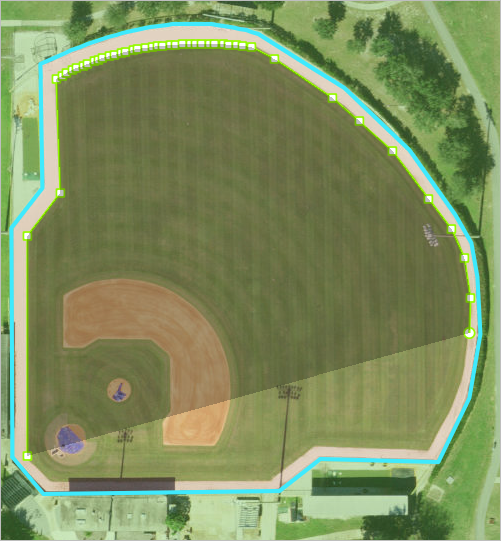 Ajoutez le gazon du champ intérieur pour le terrain de baseball.