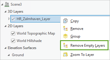 Option de menu Remove Empty Layers (Supprimer les couches vides)