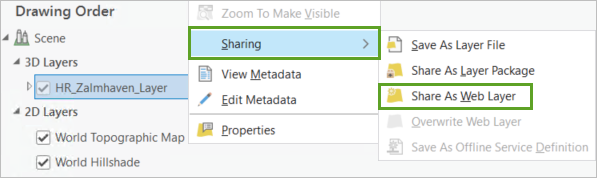 Option Share As Web Layer (Partager en tant que couche Web)