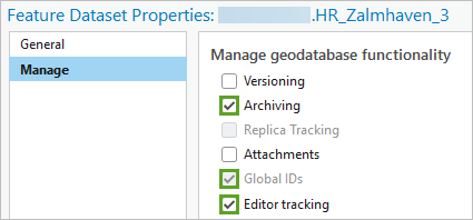 Cases Archiving (Archivage), Global IDs (ID globaux) et Editor tracking (Suivi de l’éditeur) cochées