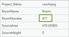 Attribut RoomNumber (NuméroSalle) associé à la valeur 677