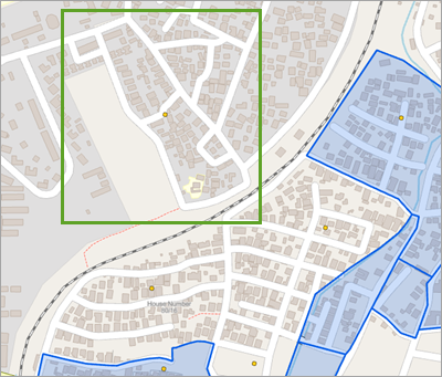 Zone d’intérêt mise en évidence sur la carte