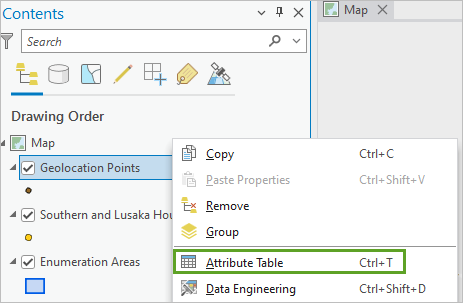 Option Table attributaire