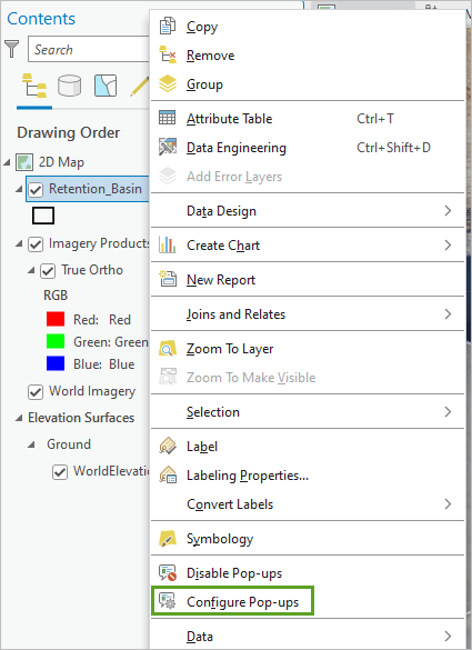 Option Configure pop-ups (Configurer les fenêtres contextuelles)