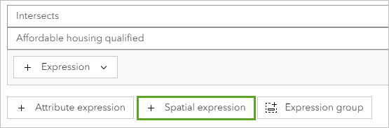 Bouton Spatial expression (Expression spatiale) dans la fenêtre Query builder (Générateur de requêtes)