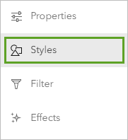 Bouton Styles de la barre d’outils Settings (Paramètres)