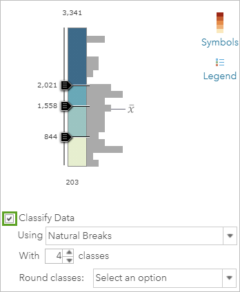 Case à cocher Classify Data (Classer les données) dans la fenêtre Change Style (Modifier le style)