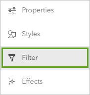 Option Filtrer dans la barre d’outils Paramètres