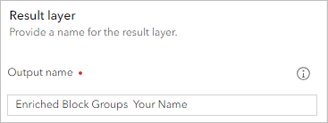 Nom de la couche de résultat dans le volet Enrich Layer (Enrichir la couche)